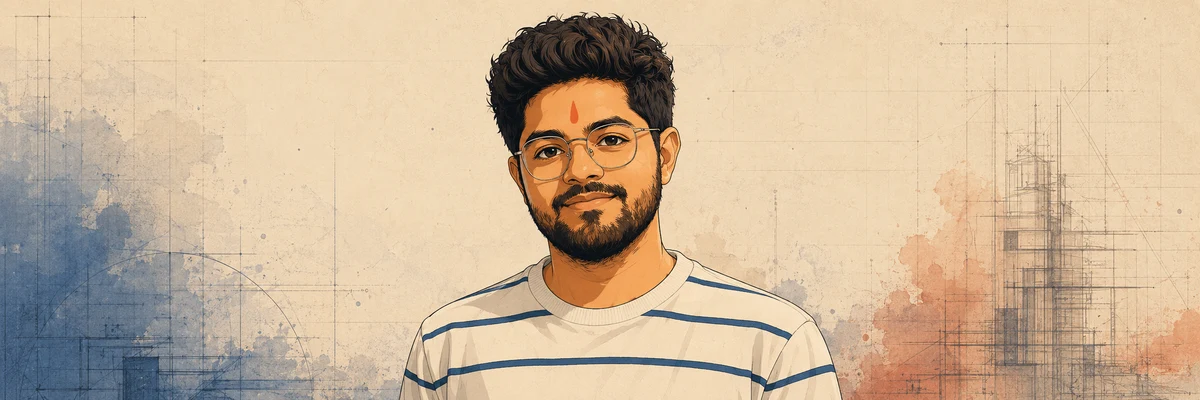 Illustrated portrait of Ayush Rameja, from his personal website